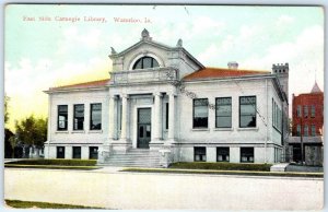 c1910s Waterloo, IA City East Side Carnegie Library Architecture Postcard A61