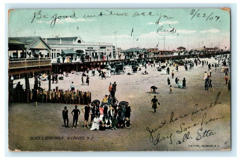 1907 Bremen Beach & Boardwalk Wildwood New Jersey NJ Posted Antique Postcard 