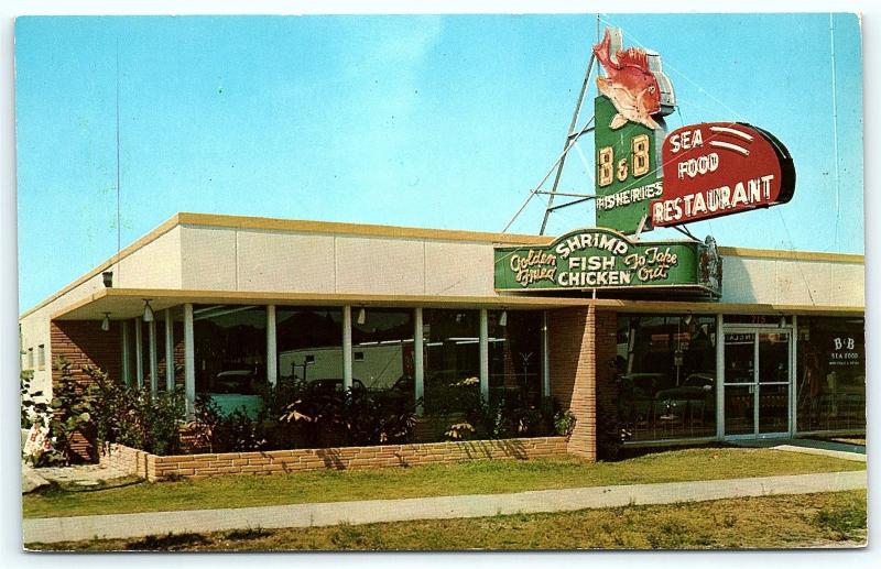 Postcard FL Daytona Beach B&B Fisheries Wholesale Seafood Restaurant R15