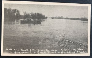 Mint USA Real Picture Postcard Shell Oil Tank Goes Down Hartford March 1936