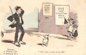 Army WW1 Recruitment Poster Join Now Tommy Comic Old Postcard