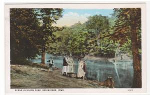 People Union Park Des Moines Iowa 1920c postcard