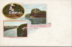 Starved Rock State Park IL Lovers Leap Hotel Multiview Postcard G86