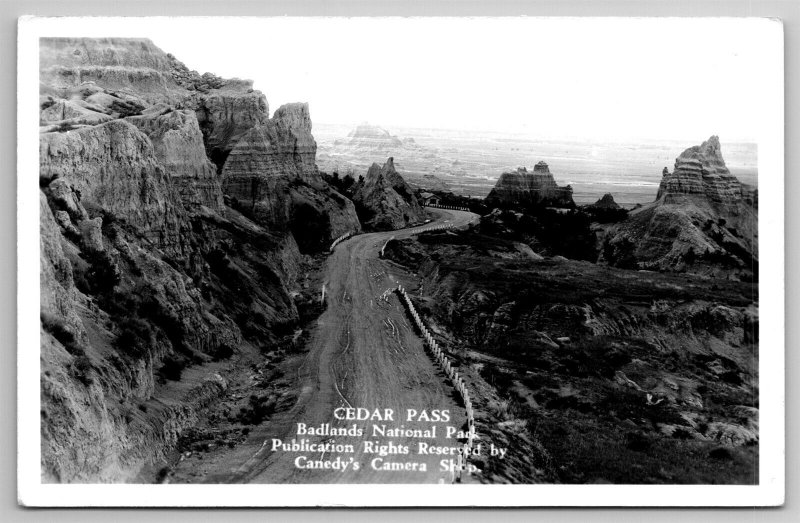 Cedar Pass Badlands Nat'l Park Birdseye South Dakota RPPC C1940 Postcard J20