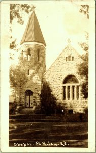 RPPC Chapel Fort Riley Kansas  Real Photo Postcard 1941