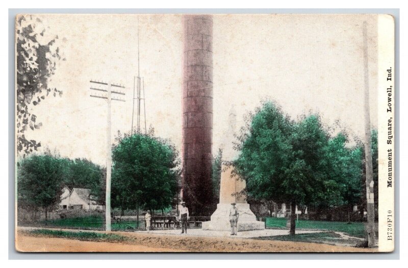 Monument Square Lowell Indiana IN DB Postcard Y1