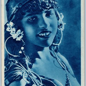 c1930s Libya Native Beauty Model Beautiful Woman Lady Girl Arab Cyanotype A191