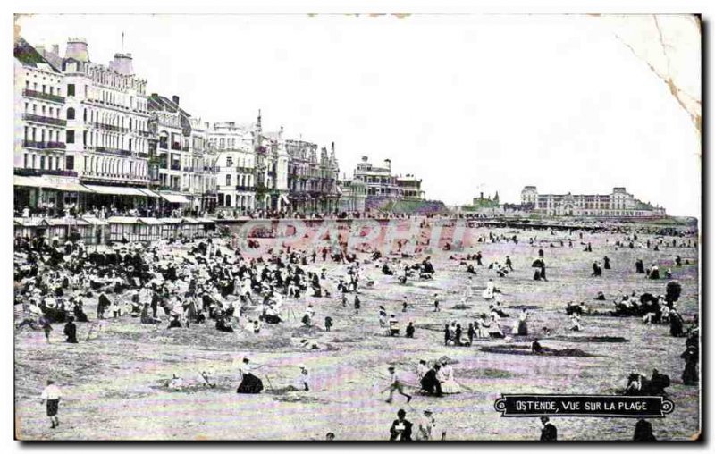 Old Postcard Belgium Ostend Beach View