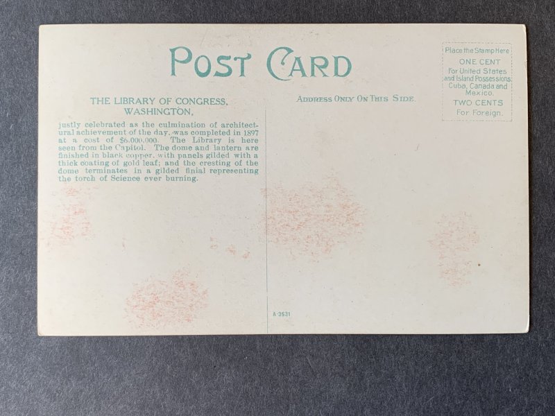 Library Of Congress Washington DC Litho Postcard H2193080958