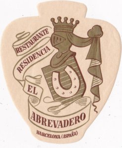 Spain Barcelona Restaurante Residencia El Abrevadero Vintage Luggage Label s2424