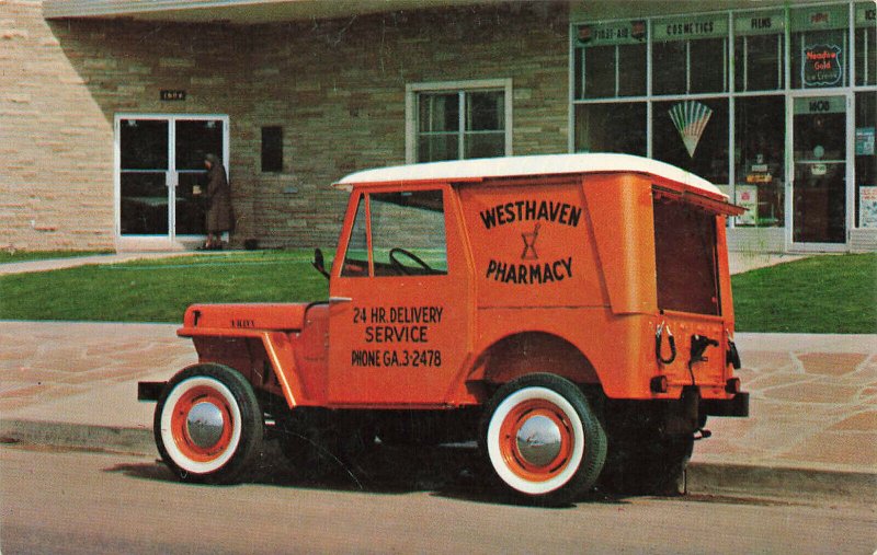 Jeep Dispatcher Model DJ-3A Hardtop Pharmacy Delivery WestHaven Postcard