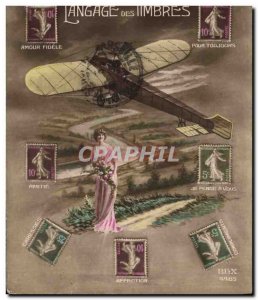 Fancy Old Postcard stamps Language GMEF Jet Aviation Sower