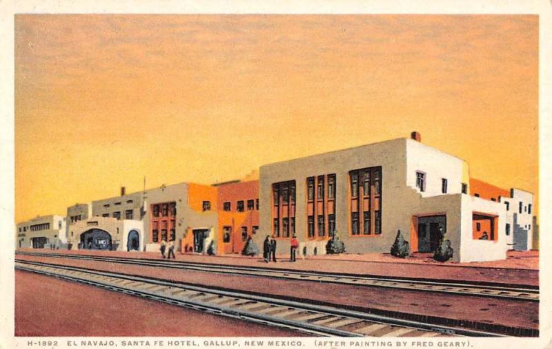 Gallup New Mexico El Navajo Santa Fe Hotel Antique Postcard K57068