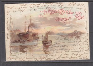 SOUTH AUSTRALIA, 1899 ppc. Germany, Nord Deutsche LLoyd Ship. 1d. to NSW.