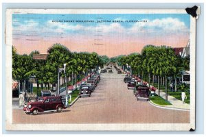 1937 Ocean Shore Boulevard Cars Daytona Beach Florida FL Vintage Postcard