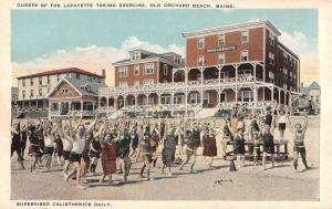 Old Orchard Beach Maine Beach Calisthenics Exercise Antique Postcard K79466