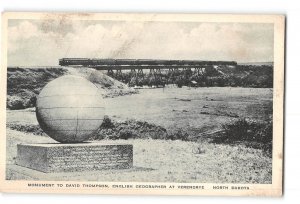Verendrye North Dakota ND Postcard 1930-1950 Monument to David Thompson Train