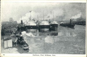 Fort William Ontario ONT Habour Ships in Port c1910 Vintage Postcard