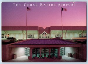 Cedar Rapids Iowa IA Postcard Airport Sunset Commercial Flights Eastern c1960's