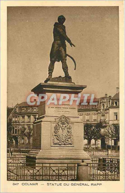 Old Postcard 347 Colmar statue of General rep