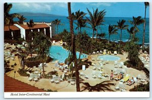 HOTEL INTER-CONTINENTAL MAUI, Hawaii HI ~ Birdseye SWIMMING POOL 4x6 Postcard