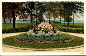 New York Auburn Owasco Lake Park Promenade From Pavilion 1933 Curteich