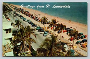 Classic Cars On Fort Lauderdale Beach VINTAGE Postcard 0730