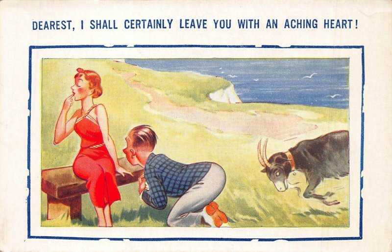 DEAREST, I SHALL CERTAINLY LEAVE YOU WITH ACHING HEART!-BAMFORTH COMIC POSTCARD