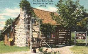 Vintage Postcard 1930's Jim Lane Cabin In Shepherd Of Hills Country Branson MO