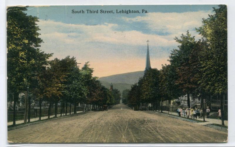 South Third Street Scene Lehighton Pennsylvania 1917 postcard