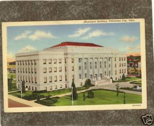 OK OKLAHOMA CITY 1948 MUNICIPAL BUILDING LINEN Postcard