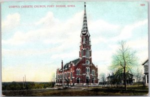 Corpus Christe Church Fort Dodge Iowa IA Parish Building and Grounds Postcard
