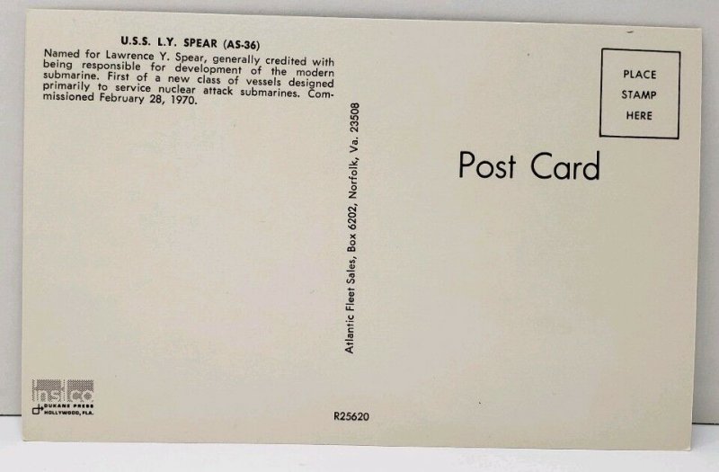 U.S.S L.Y. SPEAR  Military Vessel Postcard A11