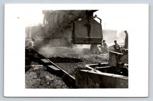 RPPC  Massive Concrete Paving Operation  Construction Workers c1950 Postcard