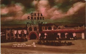PC MEXICO, CASA DE VALLES, Vintage TINTED REAL PHOTO Postcard (B40893)