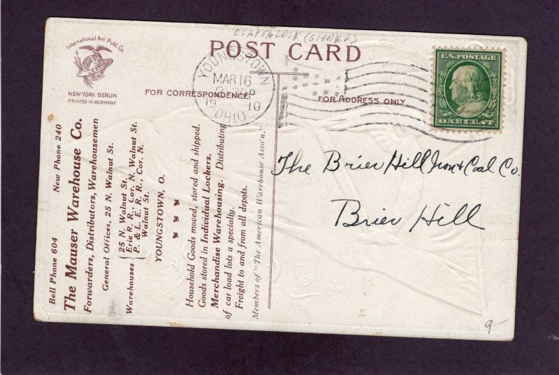 Antique St. Pats Day postcardLet Erin Remember- signed Ellen Clapsaddle 1910