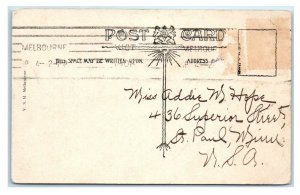 MELBOURNE, Australia ~ Hand Colored Street Scene & POST OFFICE 1908 Postcard