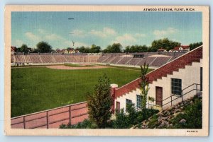 Flint Michigan MI Postcard Atwood Stadium Exterior Baseball Field c1957 Vintage