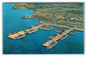 Aerial View US Navy Pier Newport Rhode Island RI UNP Chrome Postcard R13