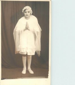 Lovely girl communion photo postcard