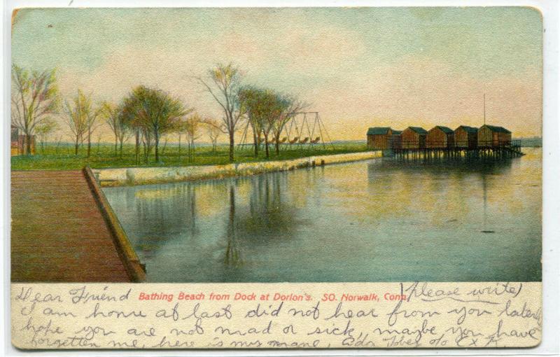 Bathing Beach from Dorlon's Dock South Norwalk Connecticut postcard