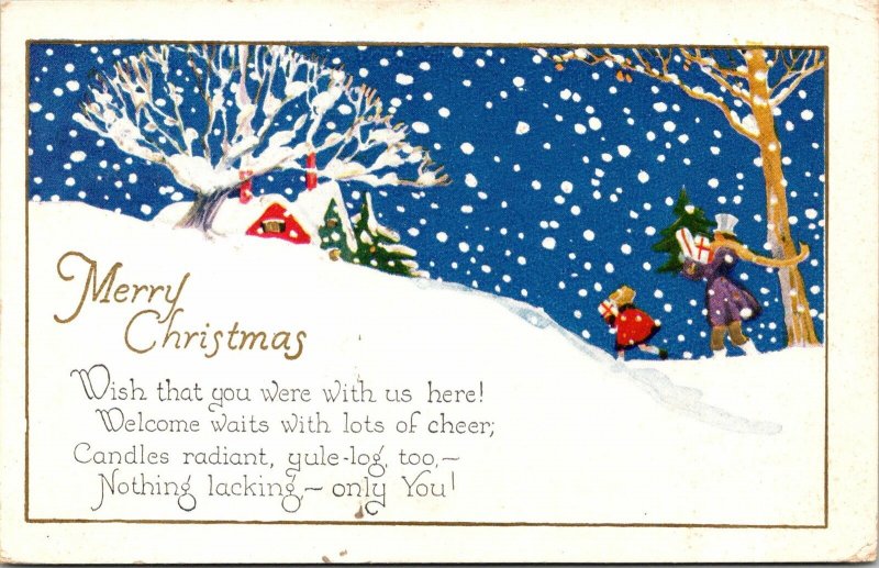 VINTAGE POSTCARD CHRISTMAS 1927 MAILED INSTOW SASKATCHEWAN (GHOST TOWN POP. 0)