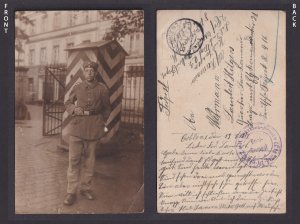 WWI Feldpost 1916 German Soldier Guardhouse Military Uniform Postcard Germany