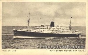 Twin Screw Motor Ship Cilicia Anchor - Donaldson Line, Lines Ship 1954 crease...