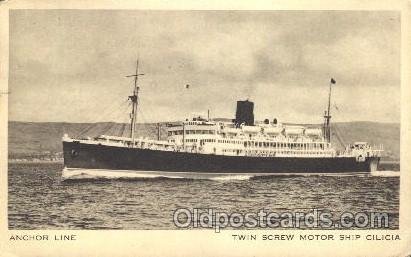 Twin Screw Motor Ship Cilicia Anchor - Donaldson Line, Lines Ship 1954 crease...