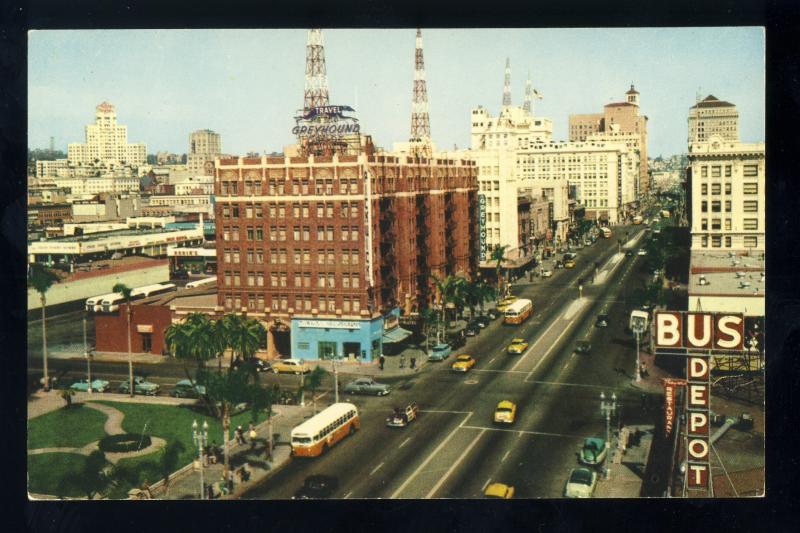 San Diego, California/CA Postcard, Looking Up Broadway, 1950's Cars & Busses