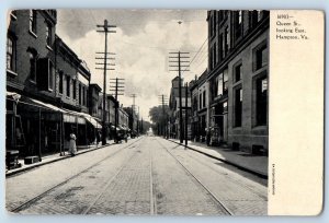 Hampton Virginia Postcard Queen Street Looking East Road Buildings 1910 Vintage