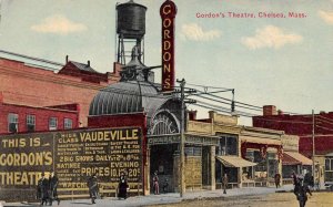 Chelsea Massachusetts Gordon's Theatre Exterior View Vintage Postcard U935