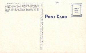 Vintage Postcard Post Tavern Cereal Food Center Industry Battle Creek Michigan