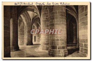 Old Postcard La Douce France Le Mont St Michel Abbey Crypt Of Big Pillars